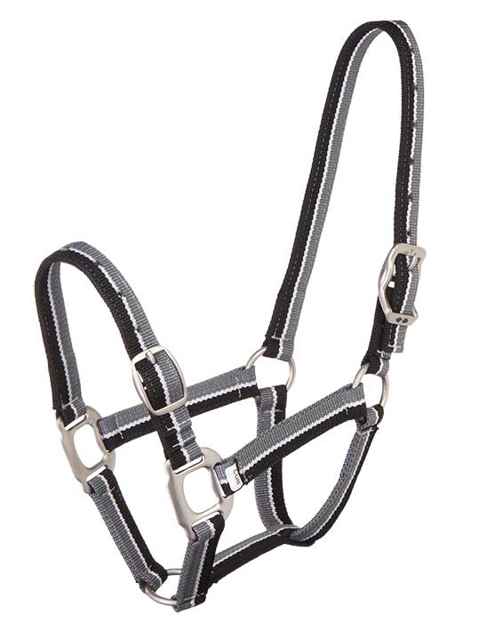 Zilco Headcollar Black/Grey / Pony Striped Headcollar