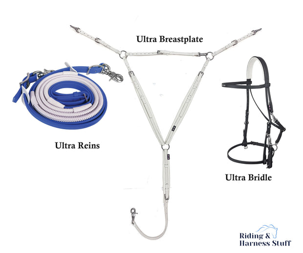 Zilco Black / Royal / White Zilco Ultra Endurance Complete Set -  Bridle, Reins, Breastplate Mix n Match