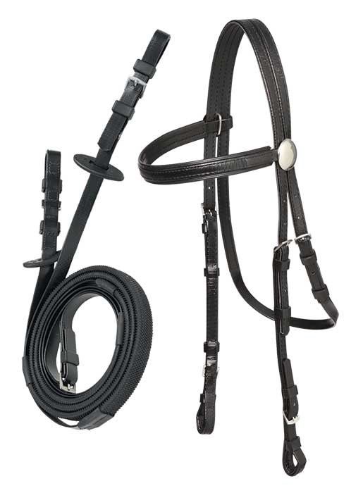 Zilco Black Zilco Race Bridle with Buckle Reins Set Black Grips