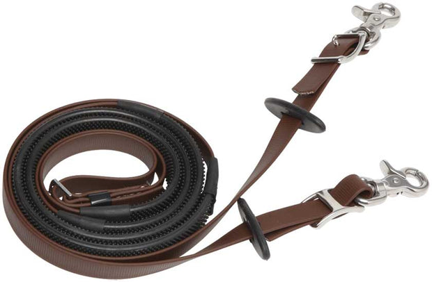 Zilco Reins Brown Endurance Reins - Deluxe Small Pimple Grip Stainless Steel Fittings