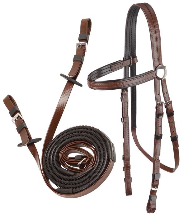 Zilco Brown Zilco Race Bridle with Buckle Reins Set Black Grips