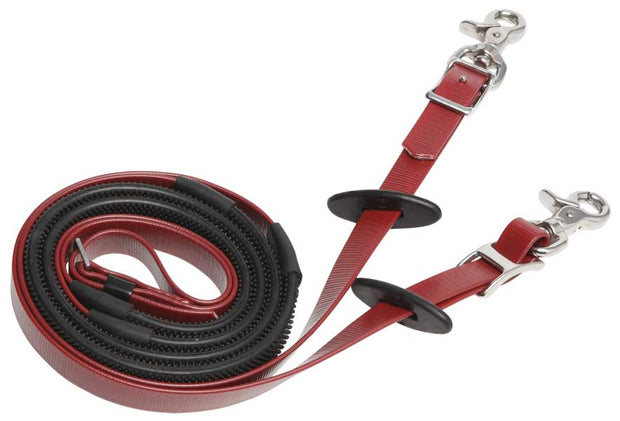 Zilco Reins Burgundy Endurance Reins - Deluxe Small Pimple Grip Stainless Steel Fittings