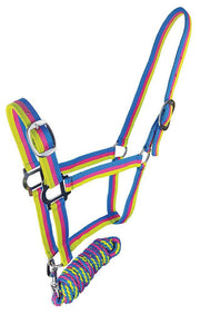 Zilco Headcollar & Lead Cob / Royal/Pink/Lime Brite Headcollar and Lead Rope