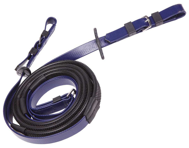Zilco Dark Blue Zilco 19mm Rein Buckle End Race Reins Black Grip Small Pimple