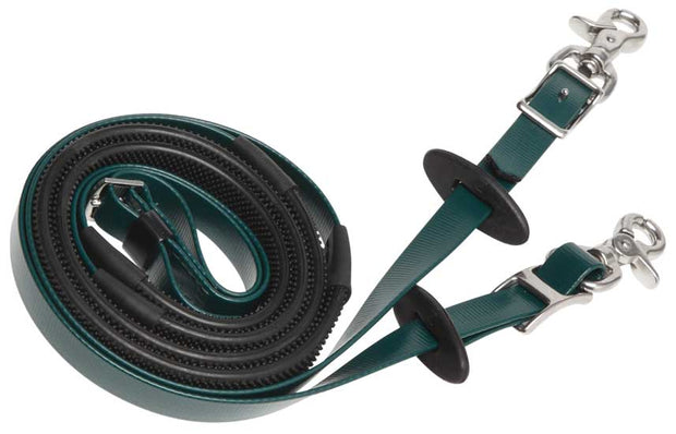 Zilco Reins Dark Green Endurance Reins - Deluxe Small Pimple Grip Stainless Steel Fittings