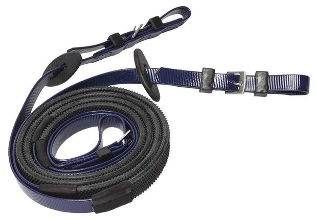 Zilco Dk Blue Zilco 16mm Rein Buckle End Race Reins Black Grip Small Pimple