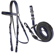 Zilco Navy Zilco Race Bridle with Buckle Reins Set Black Grips