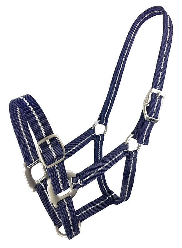 Zilco Headcollar Pony / Navy Metallic Stripe Halter