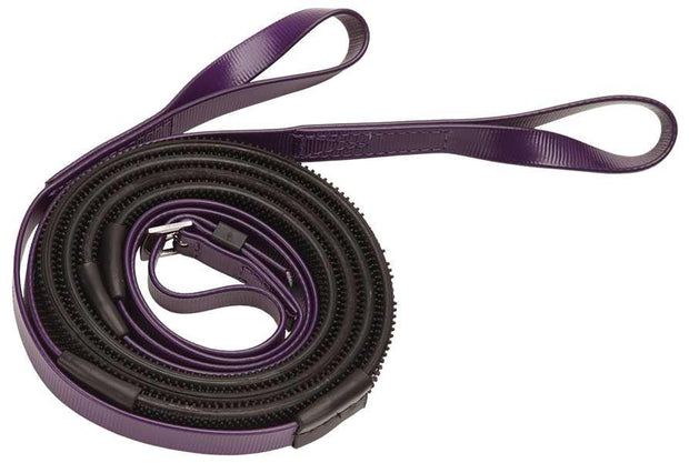 Zilco Purple Zilco 16mm Rein Loop End Race Reins with Black Grips