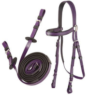 Zilco Purple Zilco Race Bridle with Buckle Reins Set Black Grips