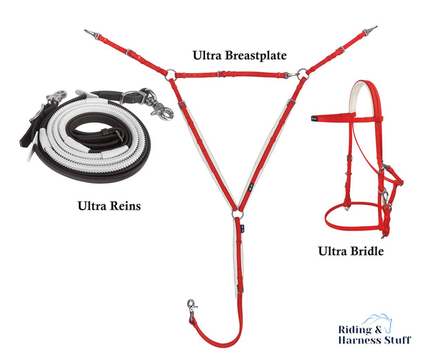 Zilco Red / Black / Red Zilco Ultra Endurance Complete Set -  Bridle, Reins, Breastplate Mix n Match