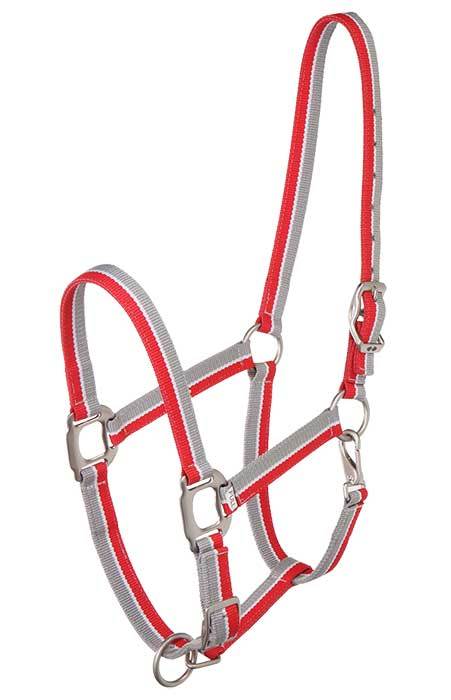Zilco Headcollar Red/Grey / Cob Striped Headcollar