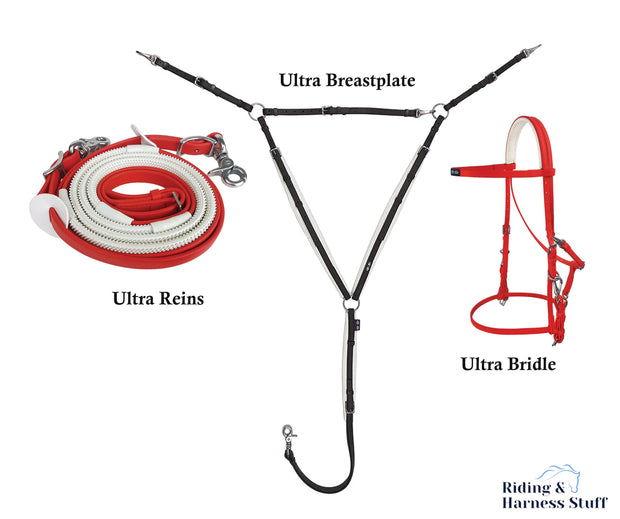 Zilco Red / Red / Black Zilco Ultra Endurance Complete Set -  Bridle, Reins, Breastplate Mix n Match