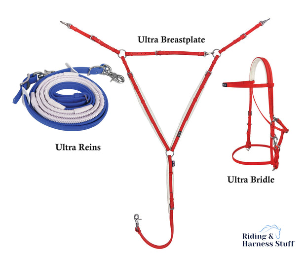 Zilco Red / Royal / Red Zilco Ultra Endurance Complete Set -  Bridle, Reins, Breastplate Mix n Match