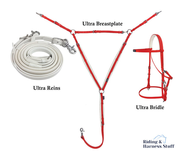 Zilco Red / White / Red Zilco Ultra Endurance Complete Set -  Bridle, Reins, Breastplate Mix n Match