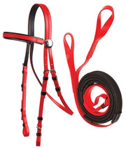 Zilco Red Zilco Race Bridle with Loop End Reins Black Grips