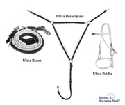 Zilco White / Black / Black Zilco Ultra Endurance Complete Set -  Bridle, Reins, Breastplate Mix n Match