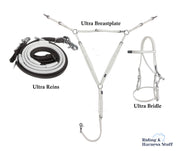 Zilco White / Black / White Zilco Ultra Endurance Complete Set -  Bridle, Reins, Breastplate Mix n Match