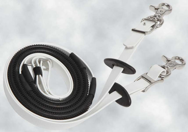 Zilco Reins White Endurance Reins - Deluxe Small Pimple Grip Stainless Steel Fittings