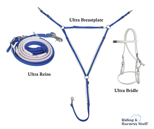 Zilco White / Royal / Royal Zilco Ultra Endurance Complete Set -  Bridle, Reins, Breastplate Mix n Match