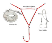 Zilco White / White / Red Zilco Ultra Endurance Complete Set -  Bridle, Reins, Breastplate Mix n Match