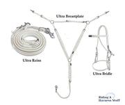 Zilco White / White / White Zilco Ultra Endurance Complete Set -  Bridle, Reins, Breastplate Mix n Match