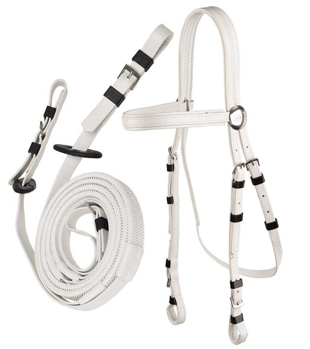 Zilco White/White Zilco Race Bridle with Buckle Reins Set White Grips