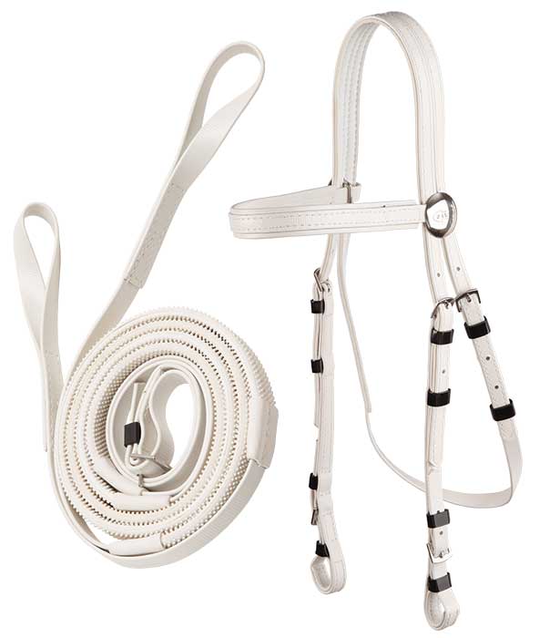 Zilco White Zilco Race Bridle with Loop End Reins Set White Grips